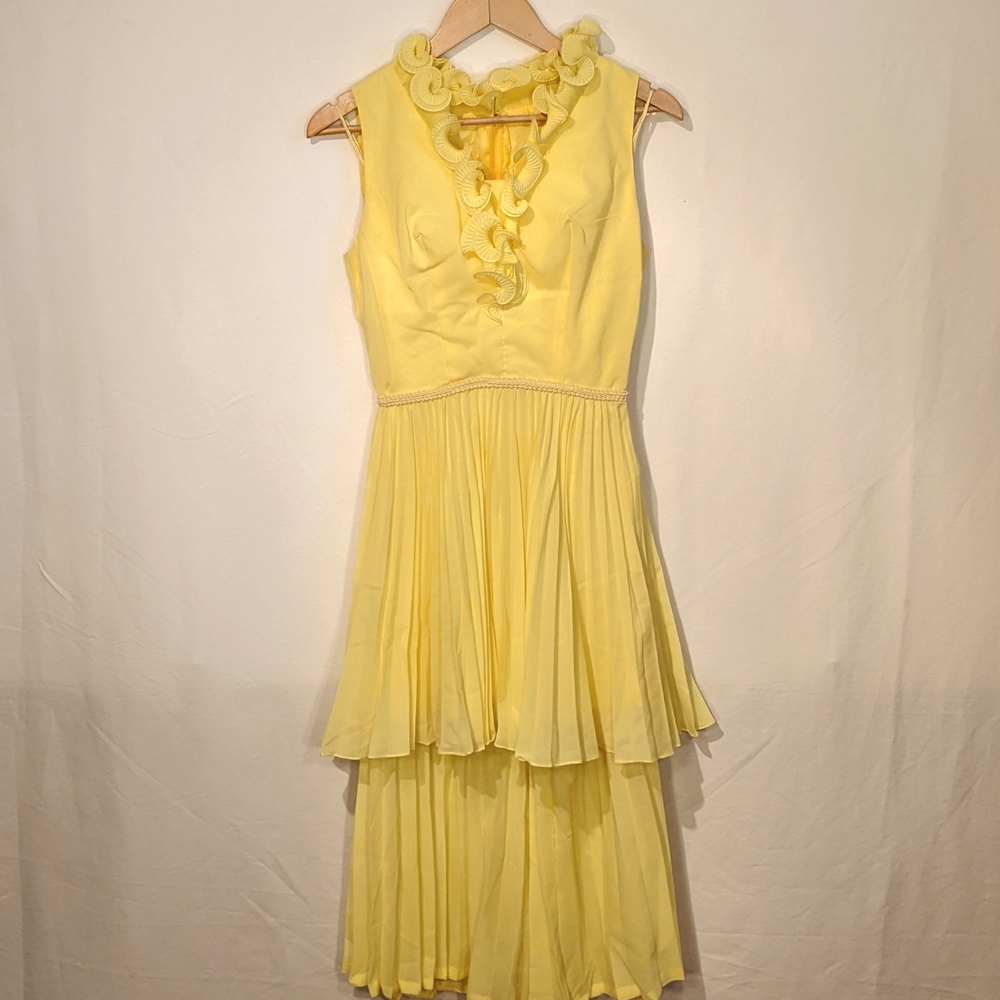 Vintage 1960's yellow mini dress Palazzo pants hostess ensemble